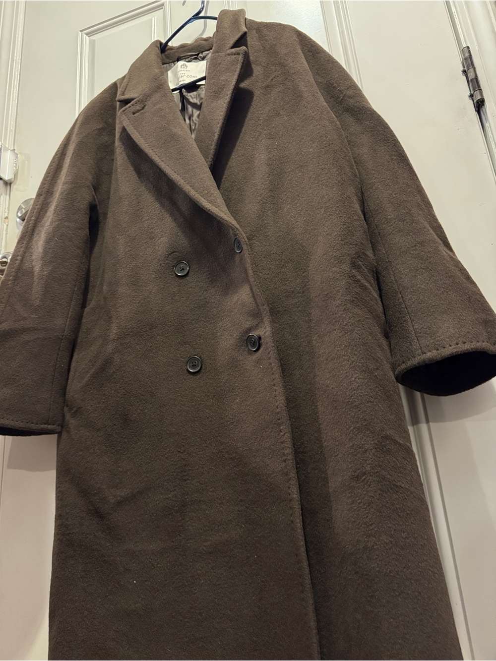 Aritzia Babaton The Slouch Coat Italian Camel Wool Brown Size L Retail $375.00 - Picture 3 of 16